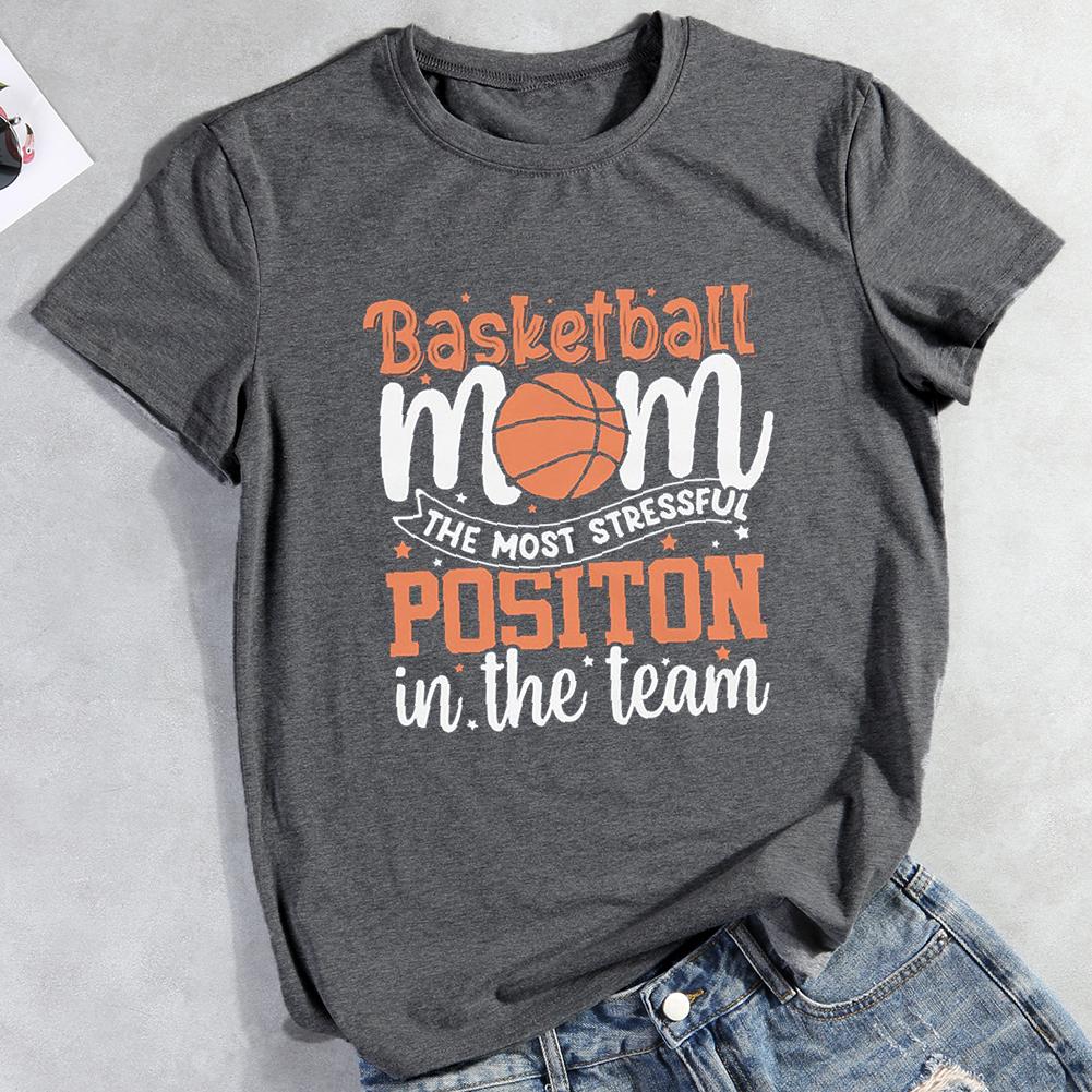 Basketball Mom Round Neck T-shirt-Guru-buzz