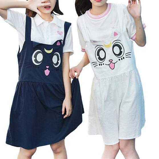 White/Navy Luna/Artemis Loose Suspender Dress SP167159