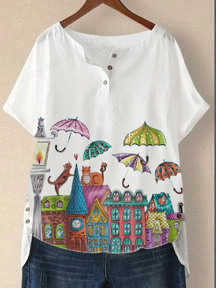 Bestdealfriday White Cotton Blend Simple Shirts Tops 9214534