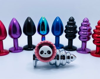 Panda Butt Plug Mature Custom butt plug small or medium smooth or ribbed  silver gold red blue purple black rainbow butt plug