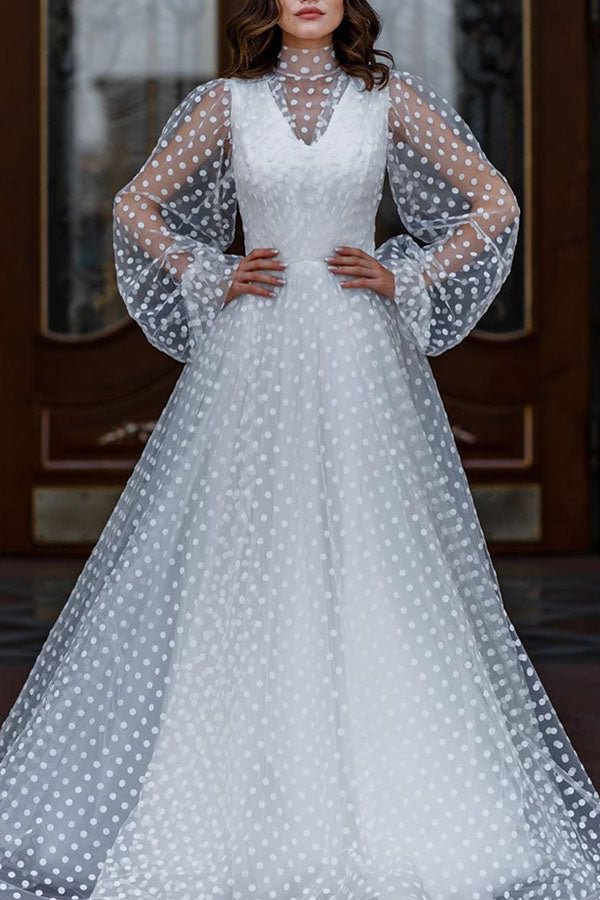 Polka Dot See Thru Mesh Panel Dress - Shop Trendy Women's Clothing | LoverChic