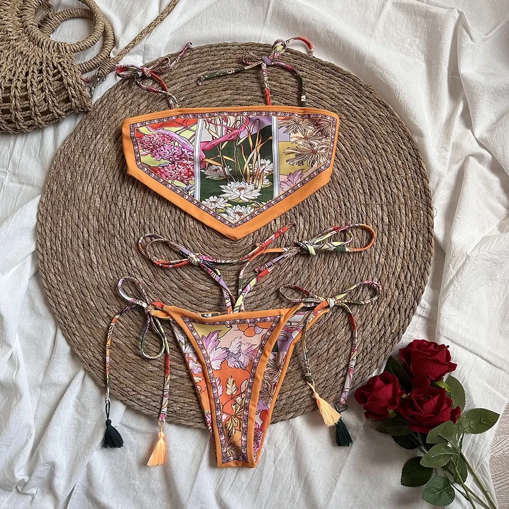 Uaang New Sexy Bikini Women Print Brazilian Bikini Set Halter Backless