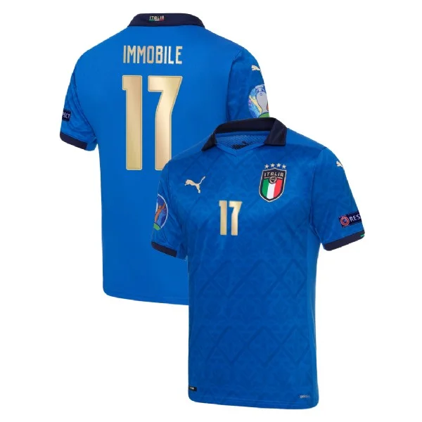 Italy Home Ciro Immobile 17 Shirt Kit UEFA Euro 2020