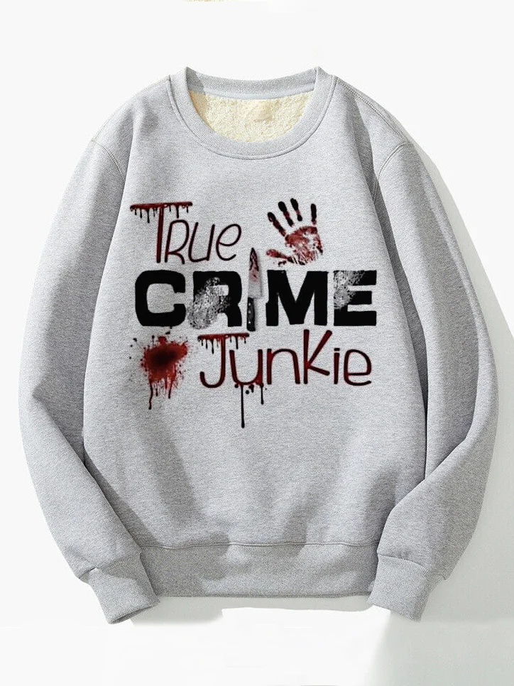 Men's Halloween True Crime Junkie Bloody Knife Print Sweatshirt