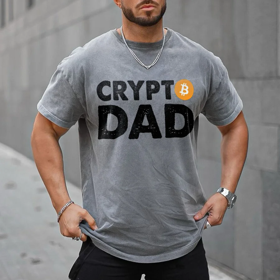 Crypto Dad Printed Oversize Washed T-Shirt - Devcarry