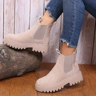Flat low heel fashion simple casual short boots
