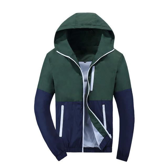Men Windbreaker Fashion Hooded Casual Coat Thin Men Jacket