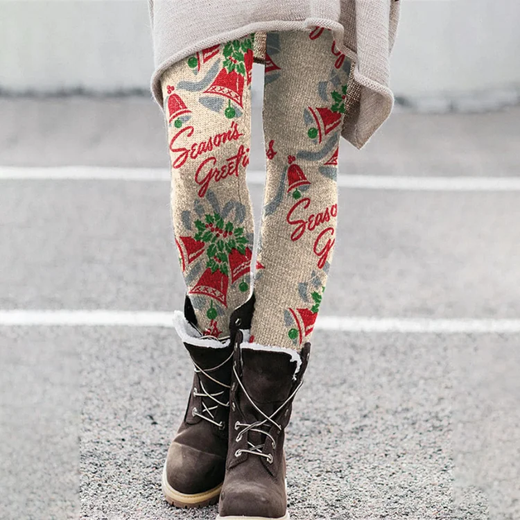 Christmas Print Warm Leggings Pant