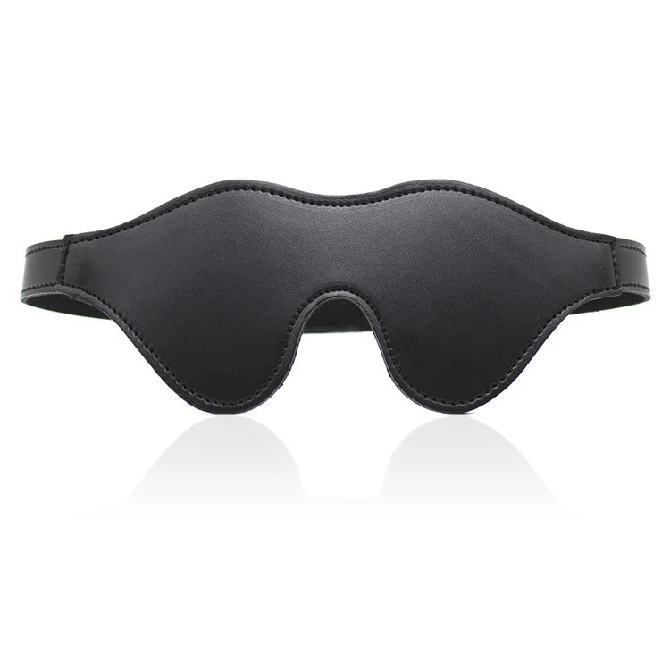 Velcro Eye Mask Black Leather Sexual Products