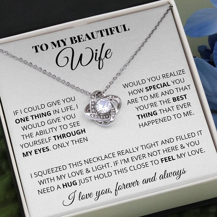 To My Beautiful Wife Love Knot Necklace Gift Set for Her Special Mother's Day Gift
