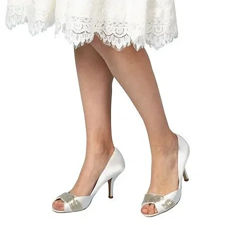 White Satin Stiletto Heels - Low-cut Bridal Shoes Vdcoo