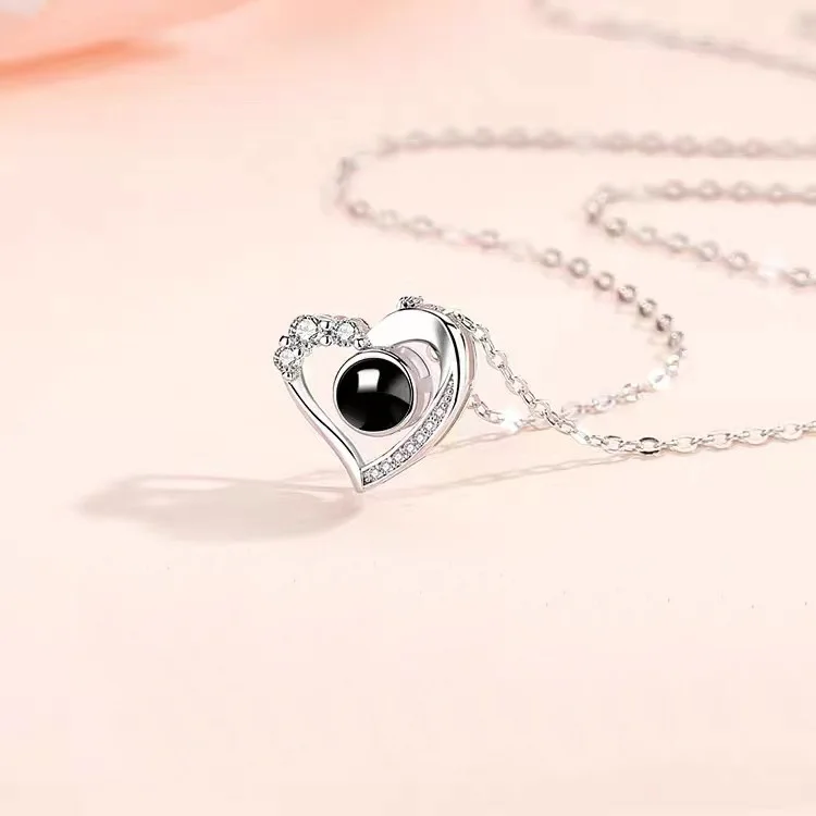 Personalized Heart Photo Necklace Love Projection Necklace -Free Shipping