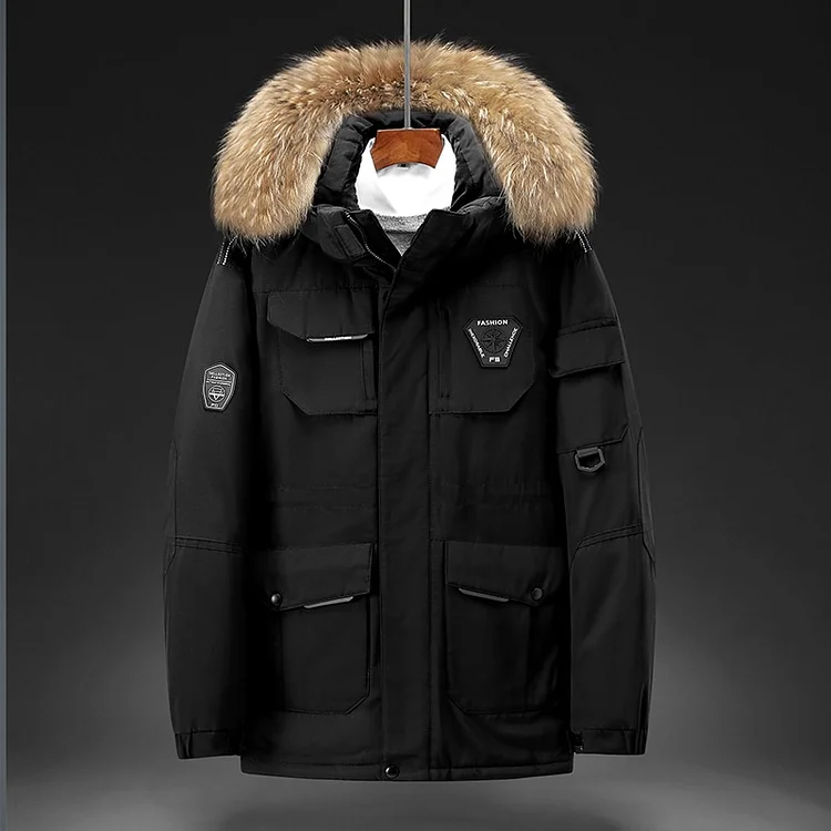 Winter New Men Solid Color Parkas White Duck Down Men's Stand Collar Warm Thick Jacket