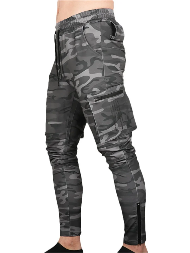Men's Casual Pants Youth Straight Multi-pocket Camouflage Pants Men's Zipper Small Mouth Sports Pants-JRSEE