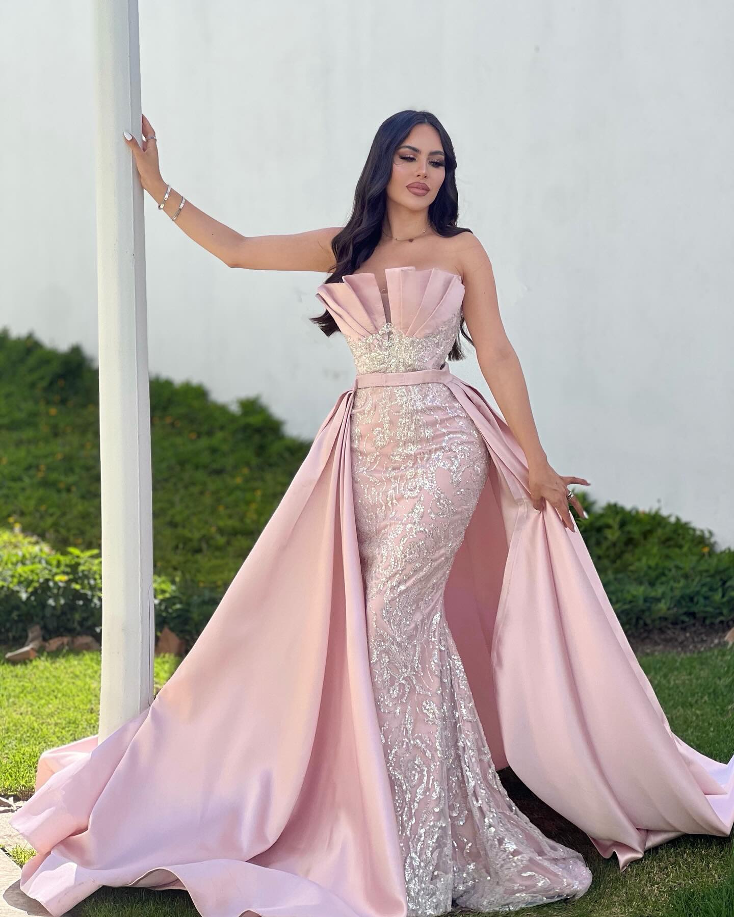 Pink prom hot sale dress mermaid