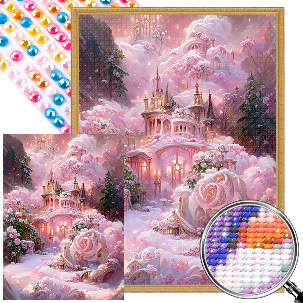 Full Round Partial AB Diamond Painting Pink Rose World(Canvas45*60cm)