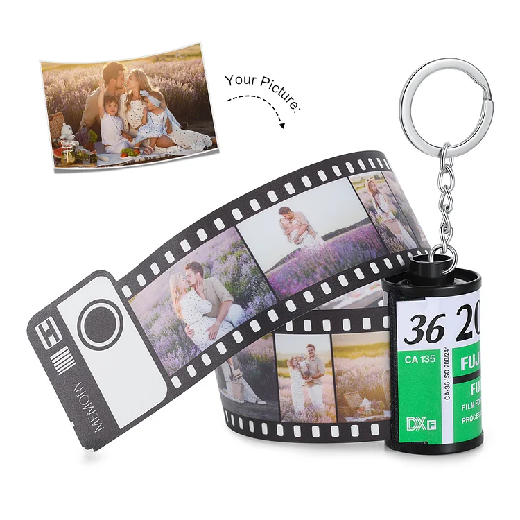 Personalized 10 Photos Keychain Film Camera Roll Memories Gifts for Family
