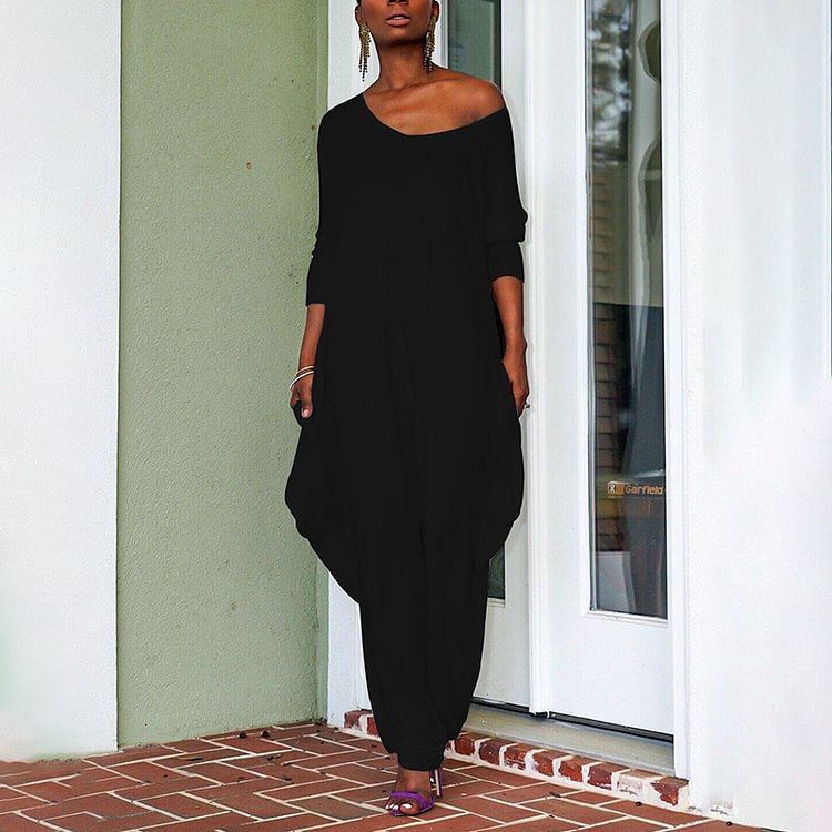 Casual Loose Solid Color Jumpsuit