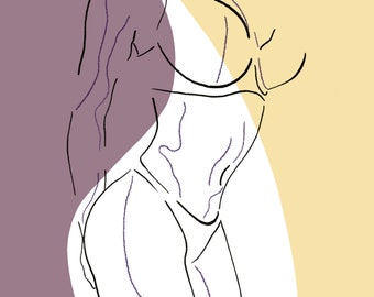 Lavender Female Form Body Line Drawing Feminism Empowerment