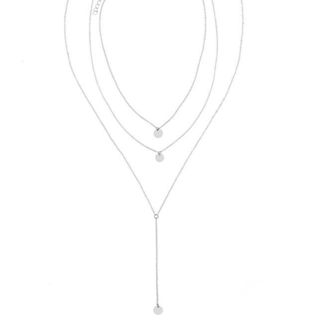YOY-Fashion Minimalist Round Disco Coin Chain Necklace