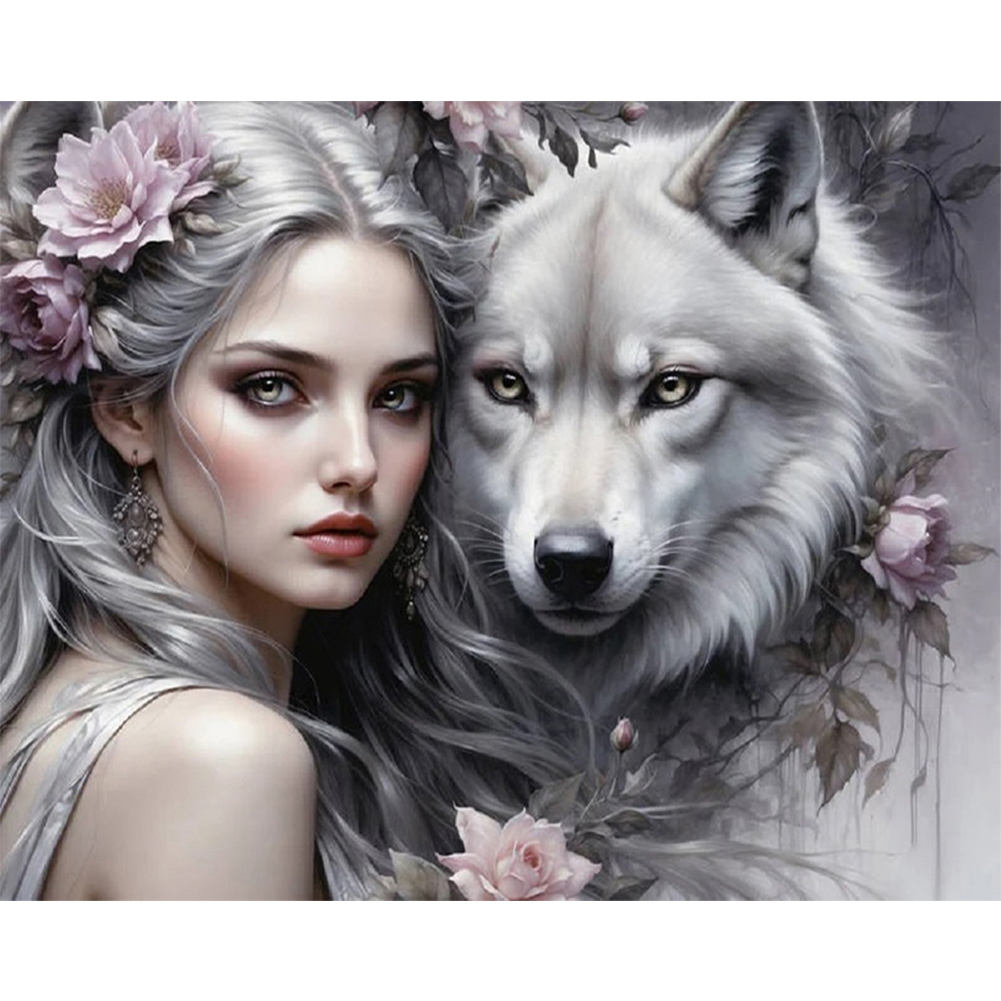 Woman and Wolves Framed 5D Diamond purchases painting