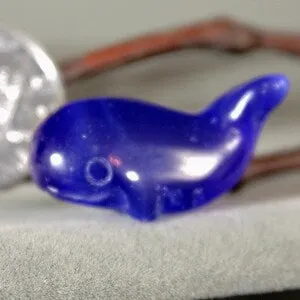 pornhint Pornhint Hand Carved Blue Cat's Eye Gemstone Whale Animal Spirit Totem Fetish Figurine 9248