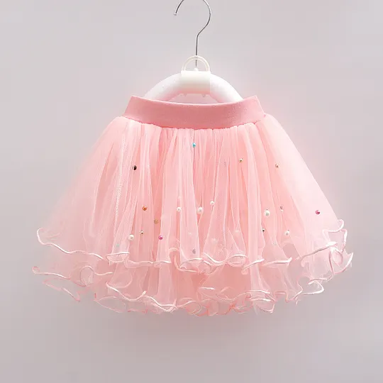【12M-9Y】Girls Mesh Beaded Puffy Skirt