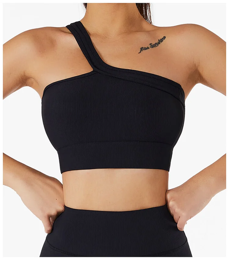 Fitness Top Shoulder Only Ribbed Texture