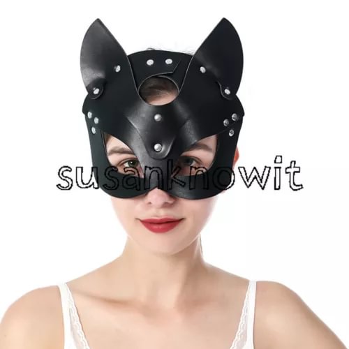 pornhint Pornhint Mask Half Mask Party Cosplay Punk Slaver Props PU Leather Mask Binding Masks Libido