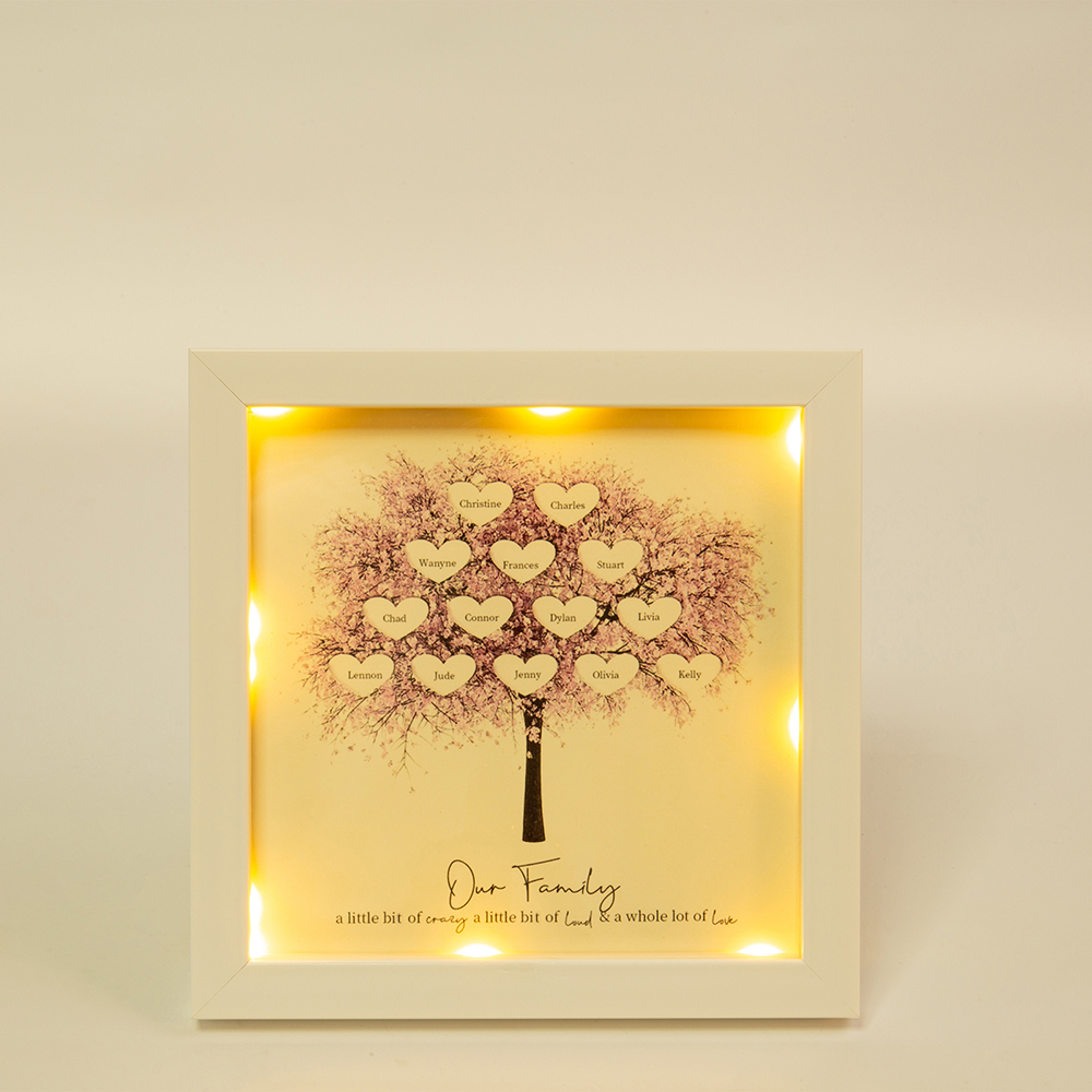 Personalized Family Tree Custom 8 Names LED Night Light Picture Frame