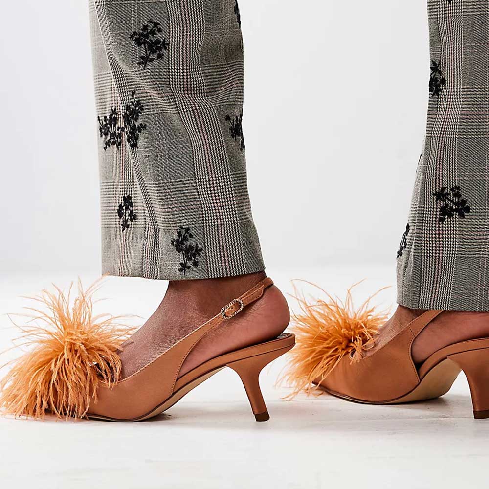 Orange feather heels hotsell