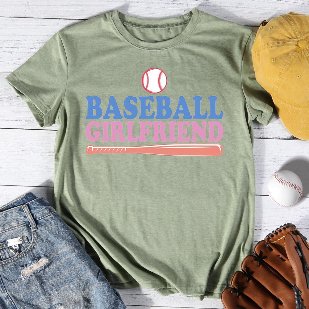 Baseball Girlfriend Round Neck T-shirt-0025499-Guru-buzz