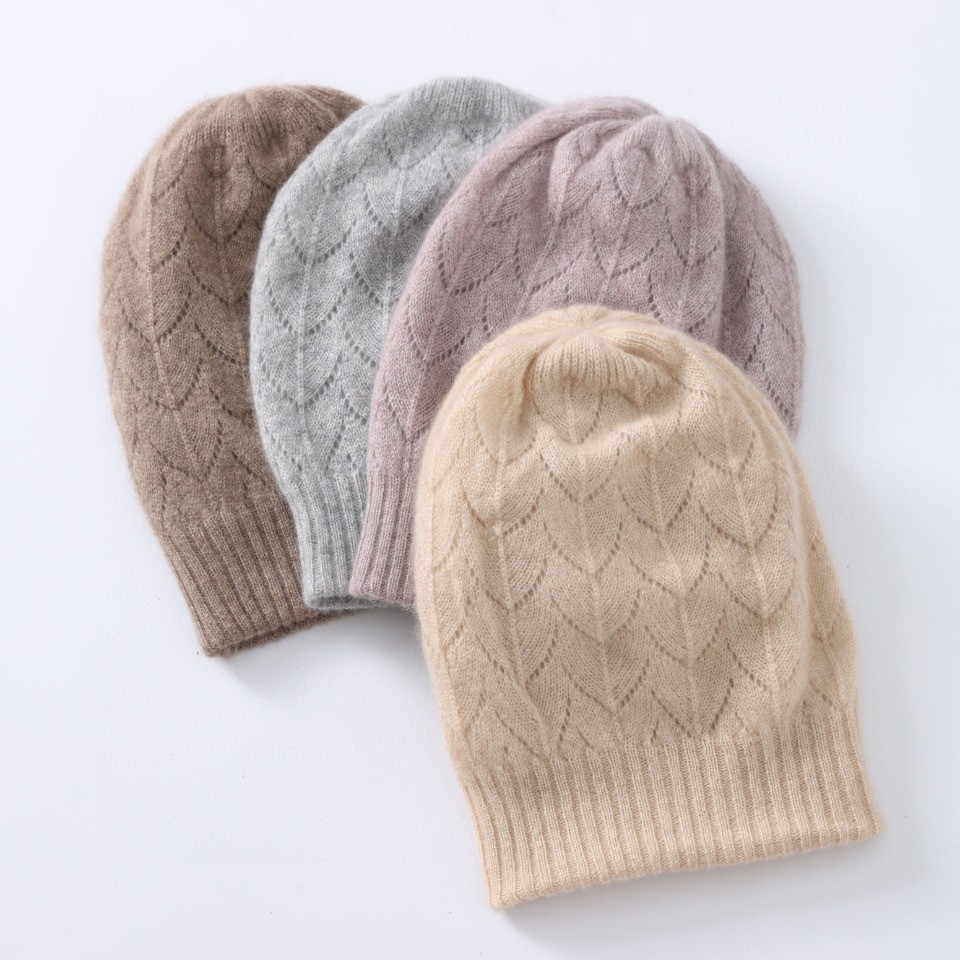 Thickened Pure Cashmere Beanie Hat REAL SILK LIFE