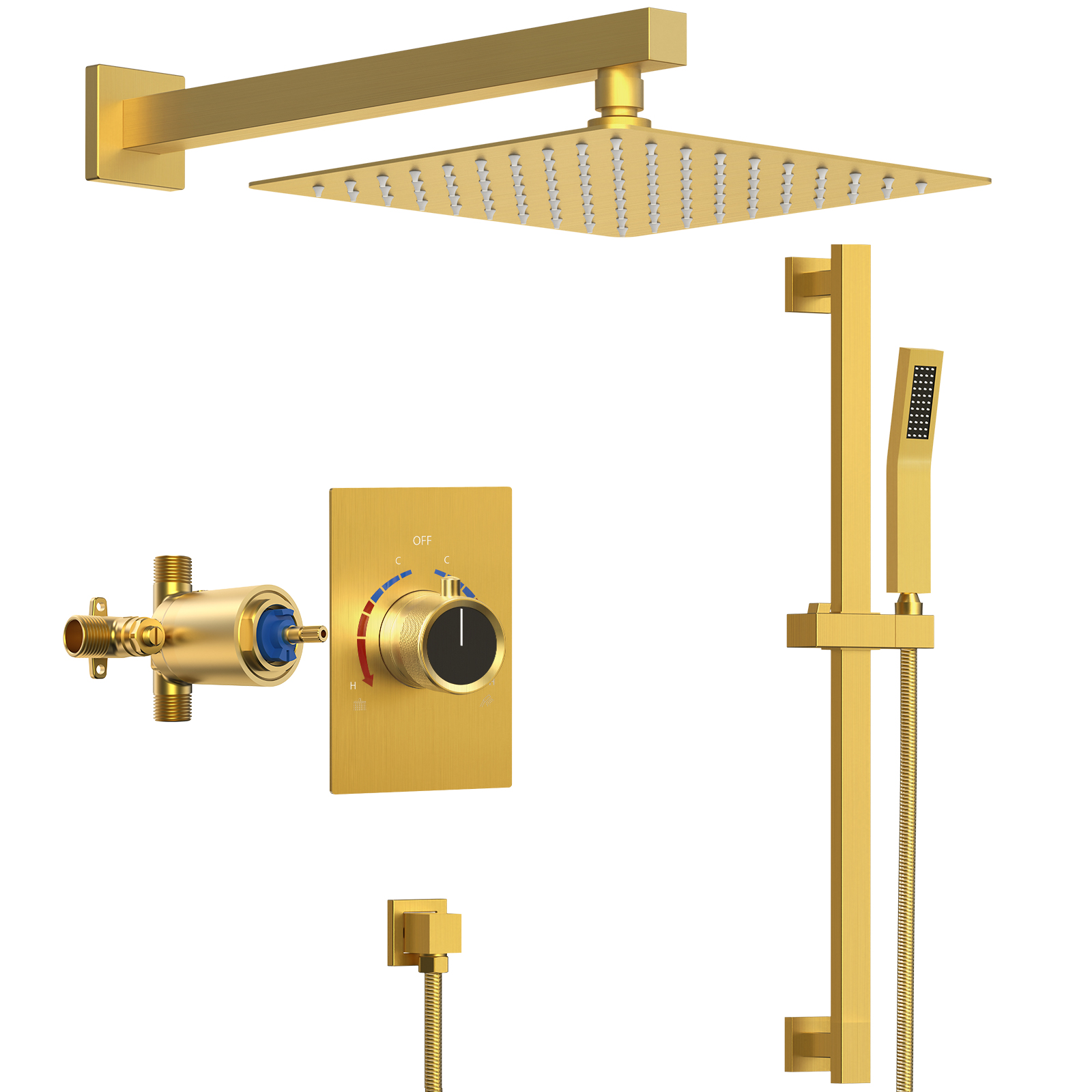 SFS1036GD10 2Spray Wall Mount Dual Shower Head and Handheld Shower 2