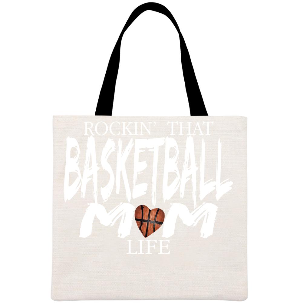 Basketball Mom Life Printed Linen Bag-Guru-buzz