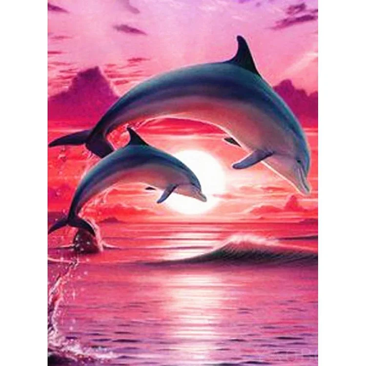 Dolphin Round Full Drill Diamond Painting 40X30CM(Canvas) gbfke