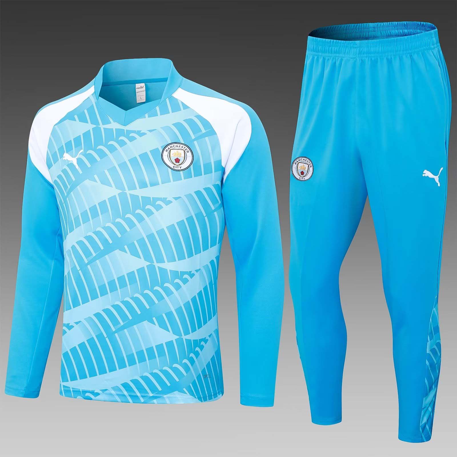 2023/2024 Manchester City Half-Pull Training Suit blue Football