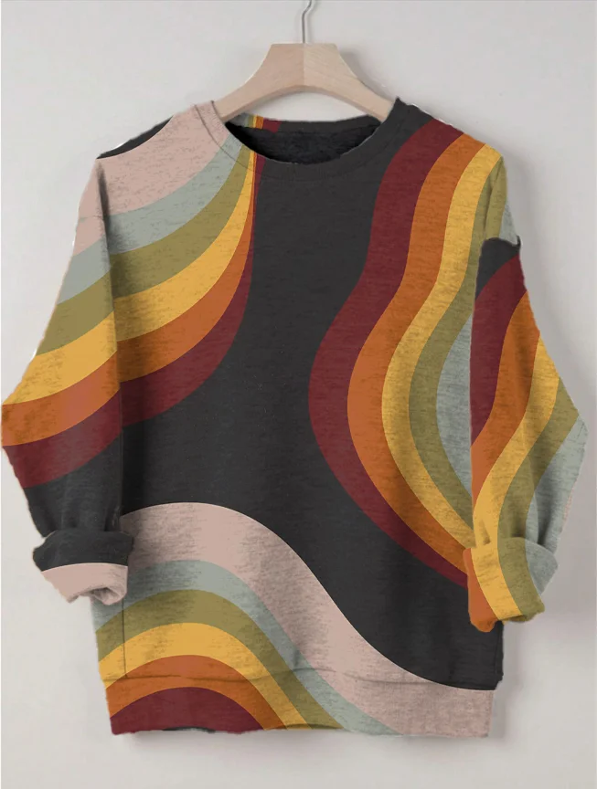 Women's Rainbow Geometric Art Print Casual Sweatshirt