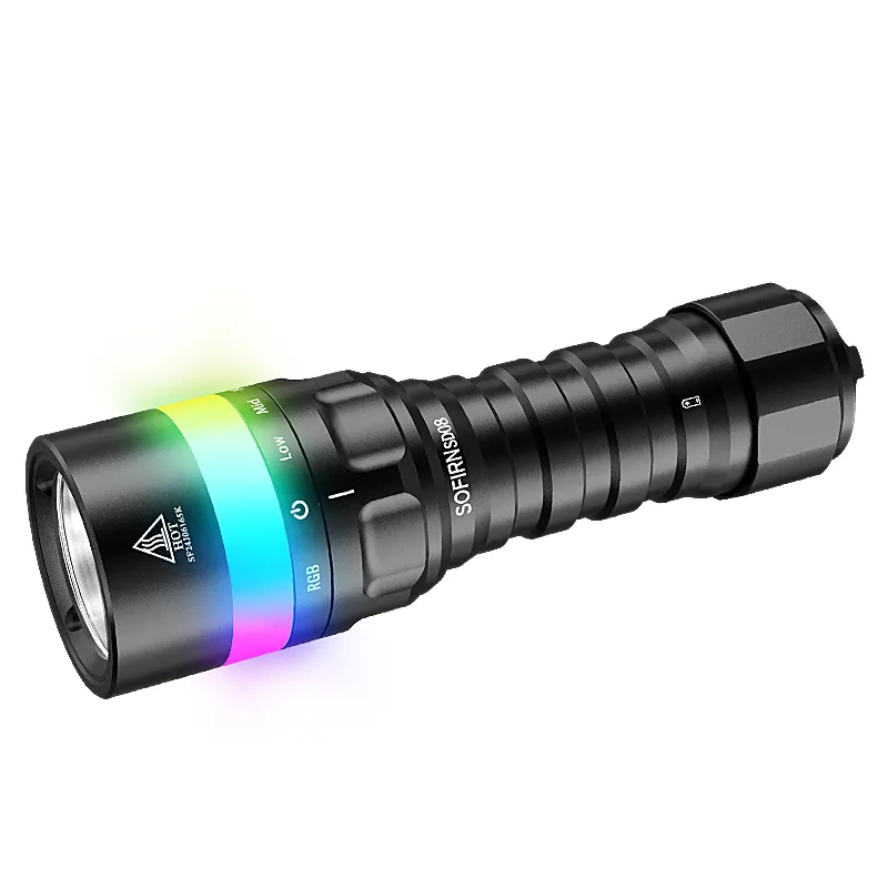 SD08 3200LM Dive Flashlight with RGB Signal Ring & Magnetic Rotary