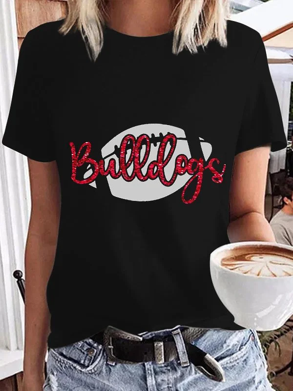 Women's Bulldogs Football Print T-Shirt socialshop