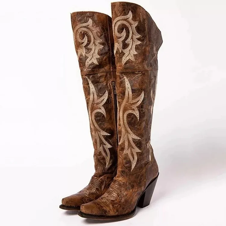 Bannersy Western Dan Post Knee High Boots