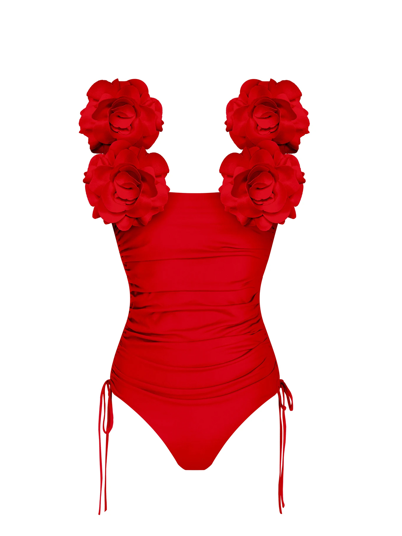 3D Flower Decor Unique Off Shoulder One Piece Swimwear