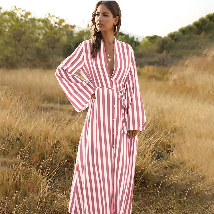 Womens Loose Long Dress Long Sleeves Muslim Kaftan Vintage Spliced Elegant Dress Plus Size - BlackFridayBuys