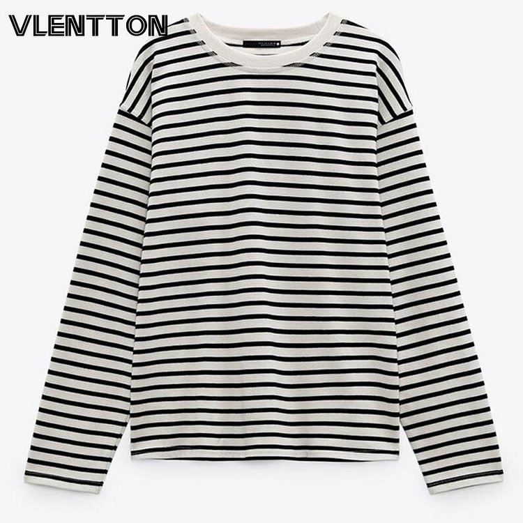 New Women Classic Striped Tees Tops For Spring Autumn Lady Cotton Long Sleeve Causal Loose T-shirts Female - BlackFridayBuys