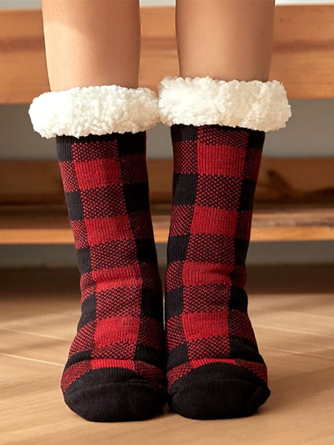 Plaid Plus Velvet Warm Socks socialshop