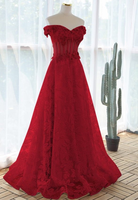 Elegant Sequin Lace Flower Prom Dress BE709