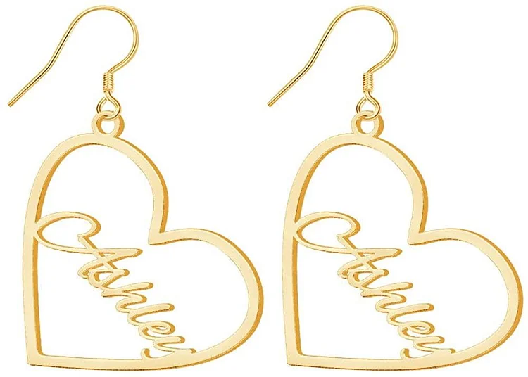 Heart Personalized Name Earrings Custom Hoop Earrings Gift for Her