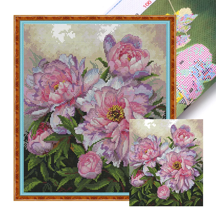 Joy Sunday-Peony Flower Two (32*35cm) 14CT Stamped Cross Stitch gbfke