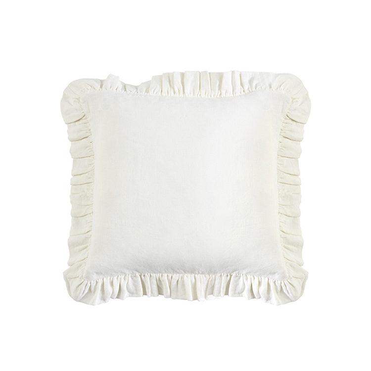 Frilled 100% Flax Linen European Pillowcase-ChouChouHome