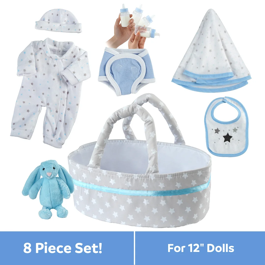[Suitable for 12'' Boy] Adoption Reborn Baby Essentials-8pcs Gift Set